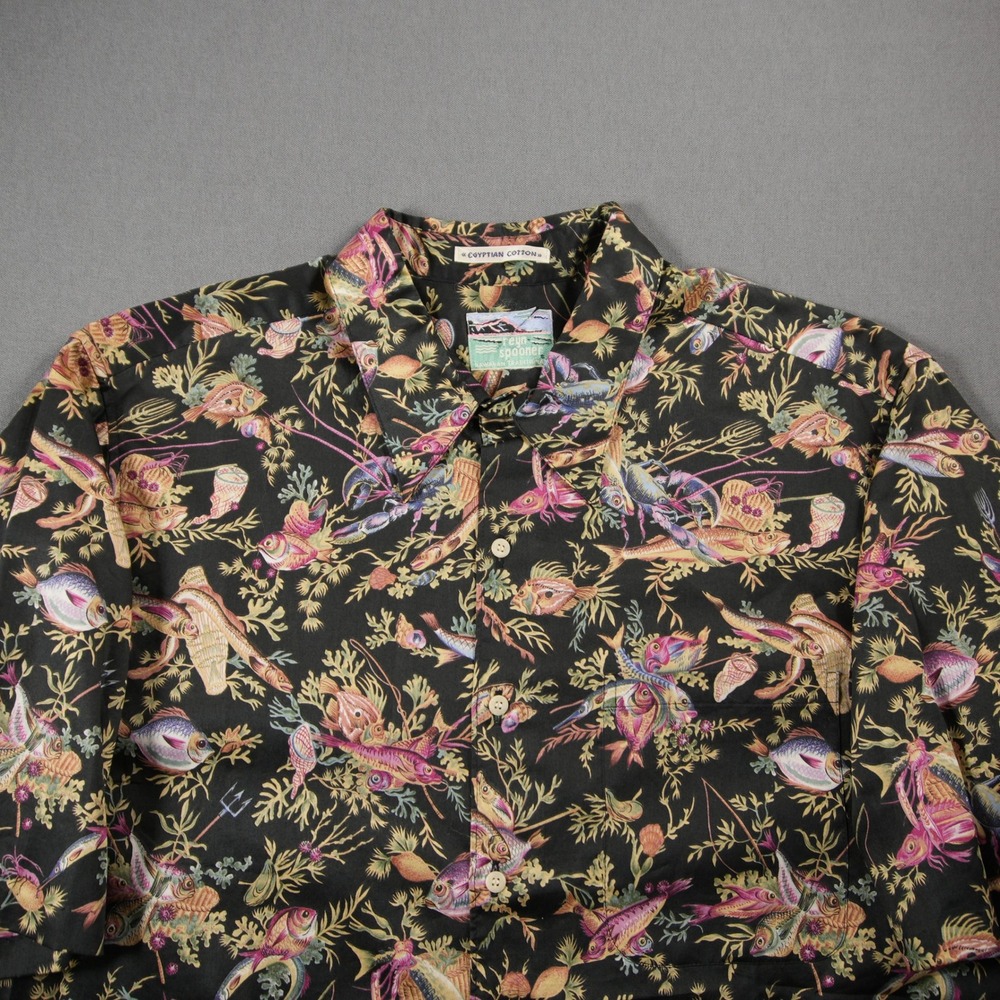 Vintage 90s Reyn Spooner Egyptian Cotton Aquatic Fish Lobster Men Shirt XL Aloha - Picture 9 of 13